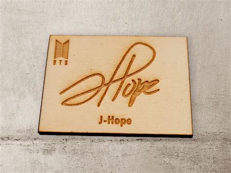 Bts J Hope Signature Wooden Magnet Bts Group Bt21 Kpop Etsy