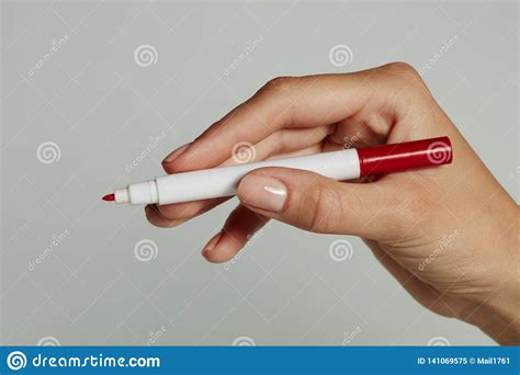 A Woman`s Hand With Red Pen Stock Image Image Of Body Highs 141069575