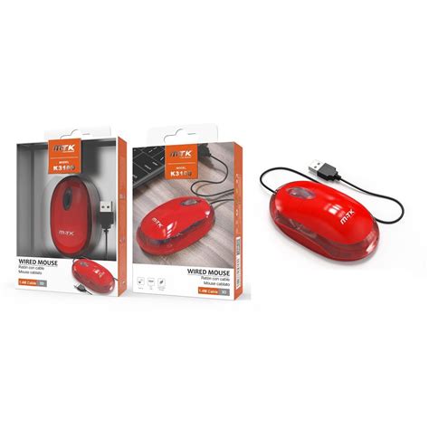 Souris Optique Avec Cable 1 4m K3100 Rouge