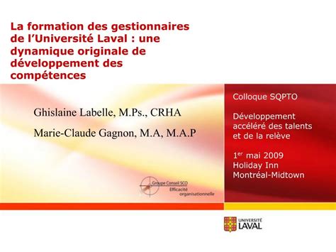 Ppt La Formation Des Gestionnaires De L Universit Laval Une