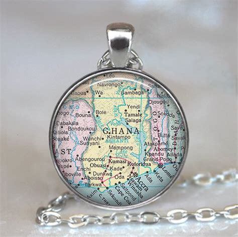 Ghana Map Necklace Or Key Chain Ghana Africa Map Jewelry Travel Gift