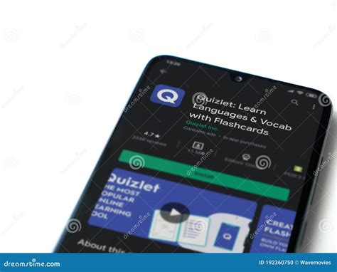 Quizlet Language Learning App Play Store Page On The Display Of A