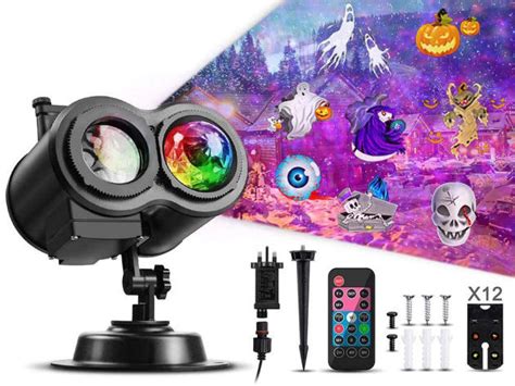 2-in-1 LED Projector Lights with 12 Slides, 10 Colors, & Remote Control ...