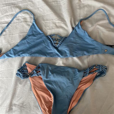 Dolce Vita Bikini Set Blue With Silver Spike Depop