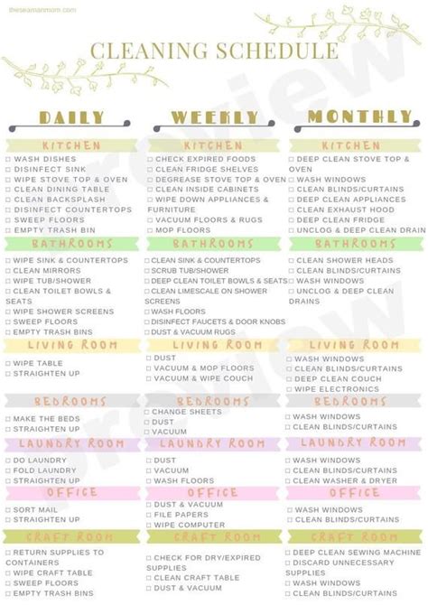 Printable Cleaning Schedule, Cleaning Schedule Printable, House Cleaning Schedule, Cleaning ...