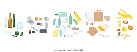 Types Recycling Waste Glass Metal Paper Stock Vector Royalty Free