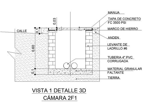 D Design Of Cross Section Of Manhole Structure In Detail Autocad