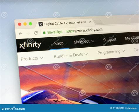 Homepage Xfinity - Comcast editorial photography. Image of page - 119443287