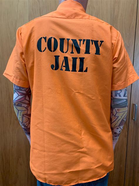 County Jail Inmate Orange Shirt Halloween Costume Jail Prison Convict