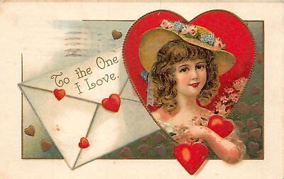 H Valentine S Day Love Postcard C Clapsaddle Pretty Girl Heart