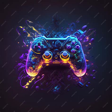 Premium Photo Abstract Neon Light Game Controller Artwork Design