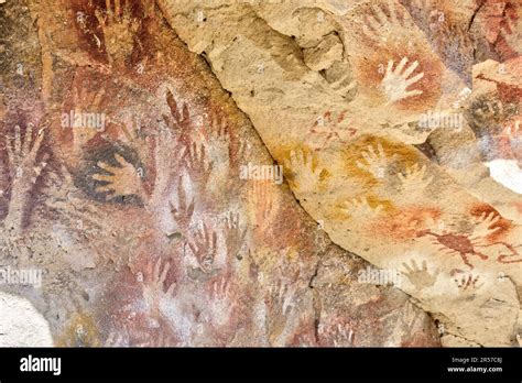 Prehistoric Art Handprints In Cueva De Las Manos Cave And Complex Of