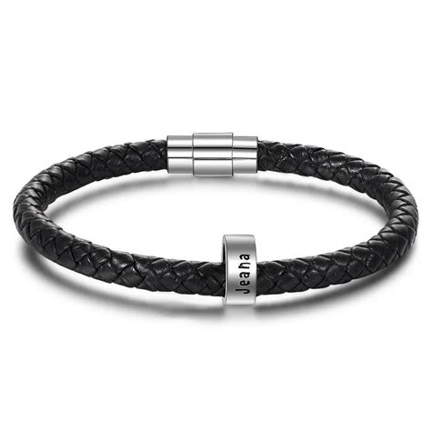 Jessemade Fr Bracelet Cuir Tress Pr Nom Personnalis Bracelet Homme