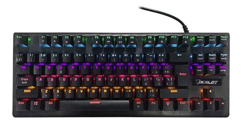 Teclado Gamer Ocelot Ogmk Qwerty Blue Ingl S Us Color Negro Con Luz Rgb