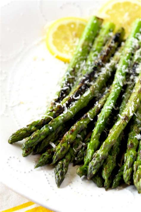 Grilled Asparagus With Lemon Garlic Butter And Parmesan Lemon Blossoms