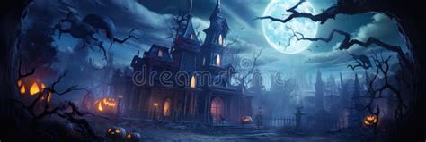 Haunted Mansion with Glowing Windows Halloween Stock Illustration ...