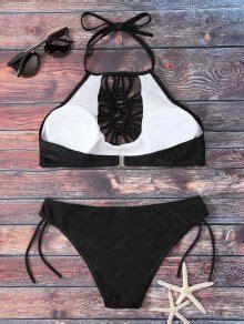 Spider Cut High Neck Bikini Set In BLACK ZAFUL