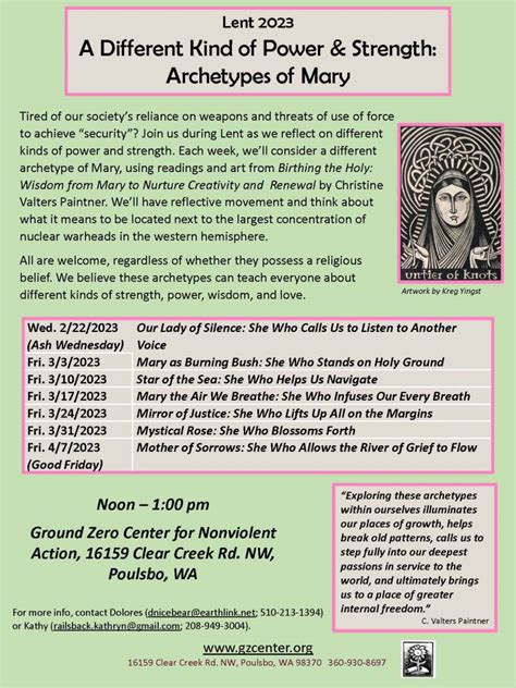 Flyer Lent 2023 Ground Zero Center For Nonviolent Action