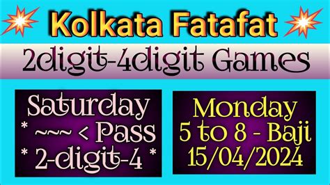 Kolkata Ff 2digit 4digit 5 To 8 Baji Game 15 04 2024 Monday