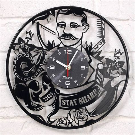 Barber Shop Clock Vinyl Record Clock Retro Barber Shop Wall Decor