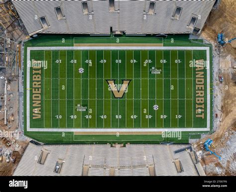 Aerial View Of First Bank Stadium On Vanderbilt University Campus Located In Nashville Tennessee