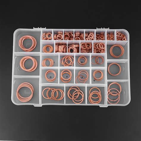 Pcs Solid Copper Washers Kit Sizes High Conductivity For Sump