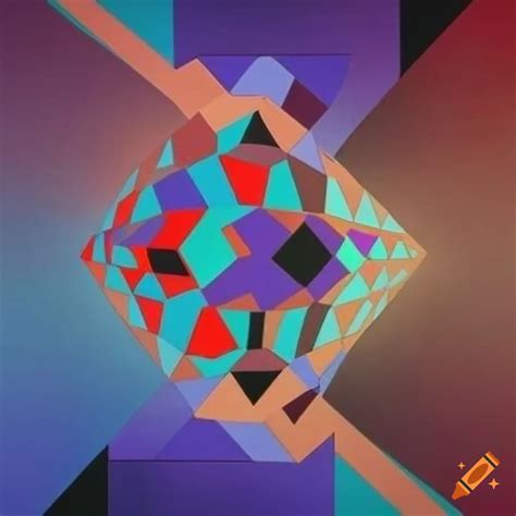 Geometric Surrealistic Artwork By Victor Vasarely On Craiyon