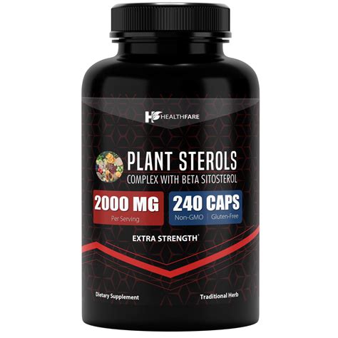 Plant Sterols 2000mg 240 Count Maximum Strength Beta Sitosterol By Healthfare