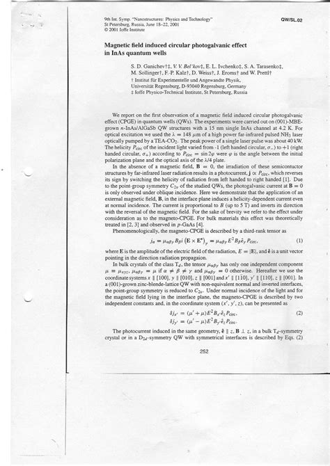 Pdf Magnetic Field Induced Circular Photogalvanic Effect In Inas