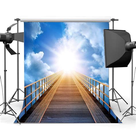 ABPHOTO Polyester 5x7ft Staircase To Heaven Backdrop Celestial Stairway