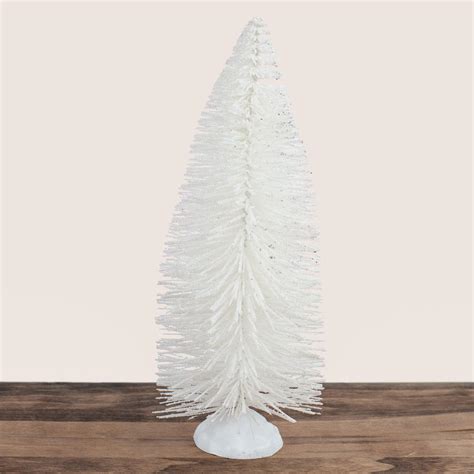 Glittery Iridescent White Bottle Brush Tree Christmas Miniatures