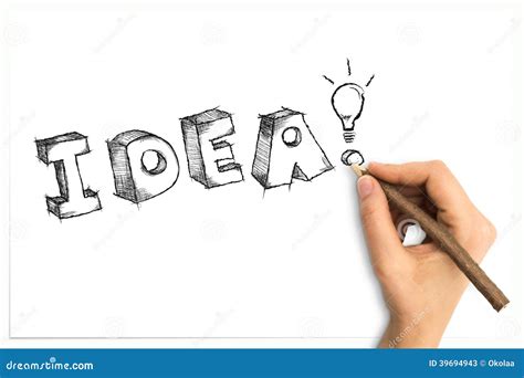 Hand Drawing Sketchy Idea Word With Light Bulb Stock Image - Image: 39694943