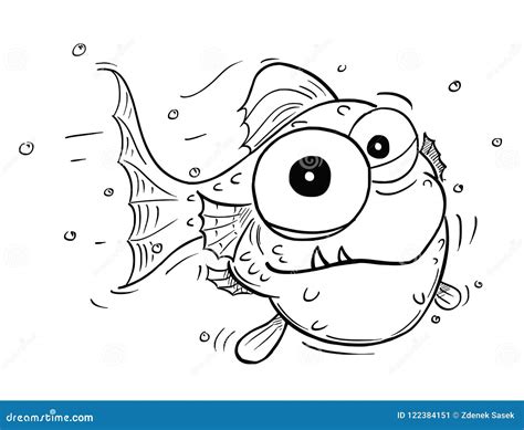 Cartoon of Crazy Cute Fish stock vector. Illustration of hand - 122384151