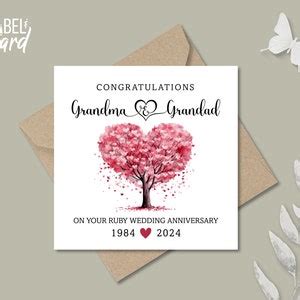 ruby wedding anniversary card personalised card ruby wedding card