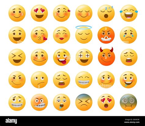 Smileys Emoticon Vector Conjunto Emoji Amarillo Sonriente Con Feliz