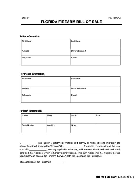 Free Florida Bill Of Sale Forms Printable Pdf And Word