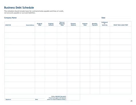 Business Debt Schedule Form Fill Out Printable PDF Forms Online