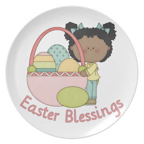 Adorable African American Easter Kids Cards Dinner Plates | Zazzle