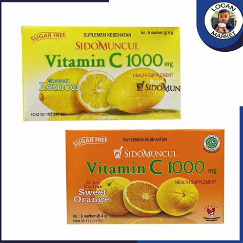 Jual Sidomuncul Vitamin C 1000mg Box Isi 6 Sachet Lemon Orange Shopee