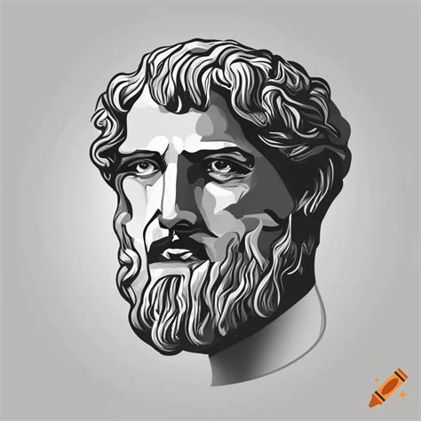 Frontal Portrait Of The Greek Philosopher Aristotle In Stylized Black