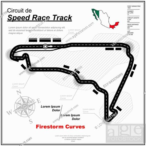 White background with map of highway race track and sample text, Stock ...