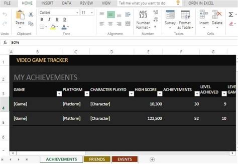 Video Game Stats Tracker Template For Excel