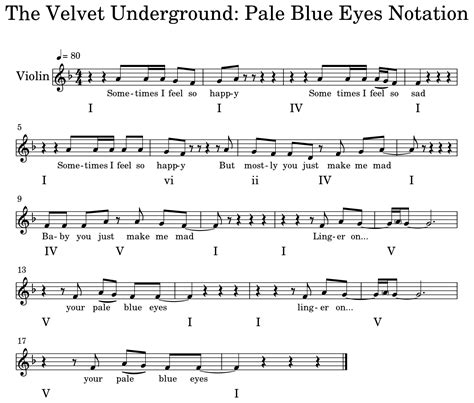 The Velvet Underground: Pale Blue Eyes Notation - Sheet music for Violin