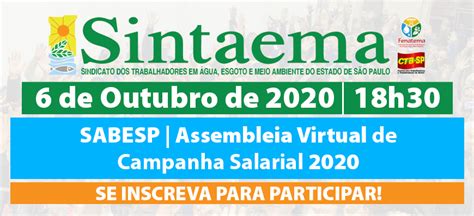 Nova Assembleia Virtual De Campanha Salarial Da Sabesp 2020 Sindicato