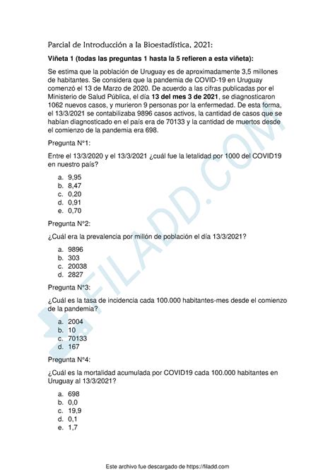 Parcial De Introduccion A La Bioestadistica 2021 Parcial De