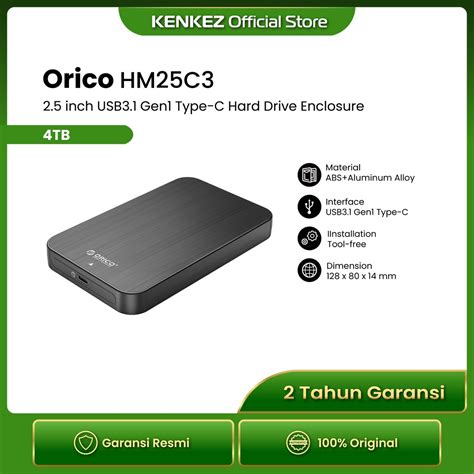 Jual Orico Hm25c3 25 Inch Usb31 Gen1 Type C Hard Drive Enclosure Shopee Indonesia