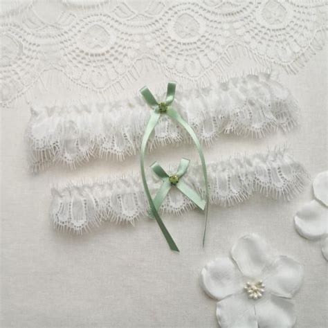 Sage Green Garter Set Sage Wedding Garter Set Eyelash Lace Bridal