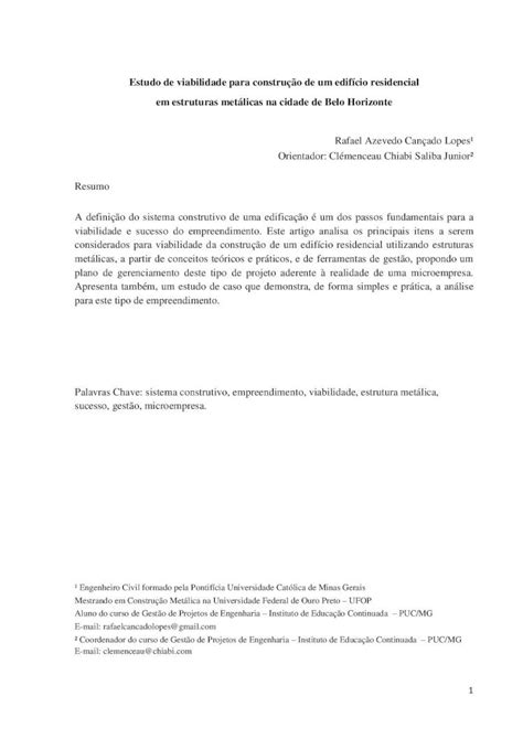 Pdf Estudo De Viabilidade Para Constru O De Um Edif Cio Pmkb