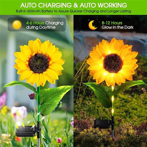 4 NEW SOLAR POWERED SUNFLOWERS / GARDEN DECOR