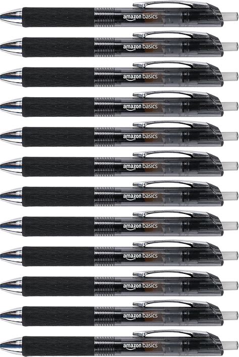 Amazon Basics Retractable Gel Pens Fine Point 0 7mm Black 12 Count